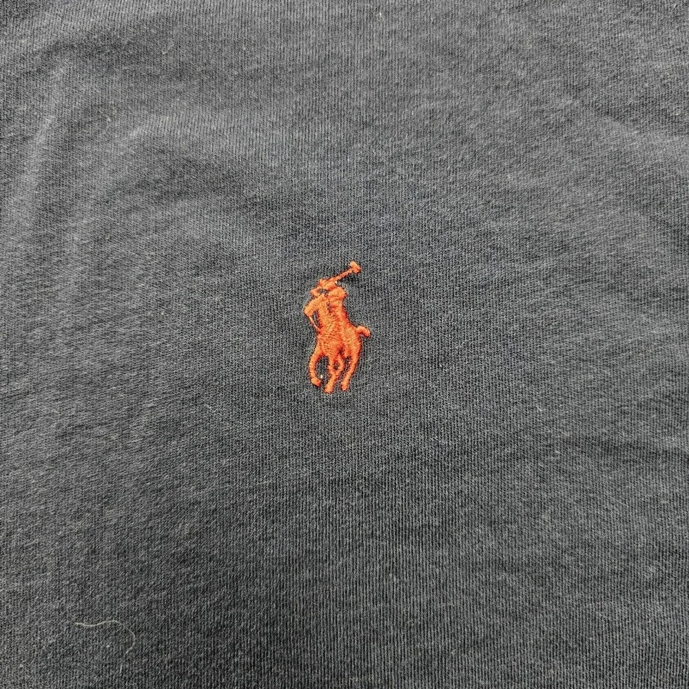 Polo Ralph Lauren T-Shirt Mens M‎ Navy Blue V-Neck Minimalist Cotton Pony Logo